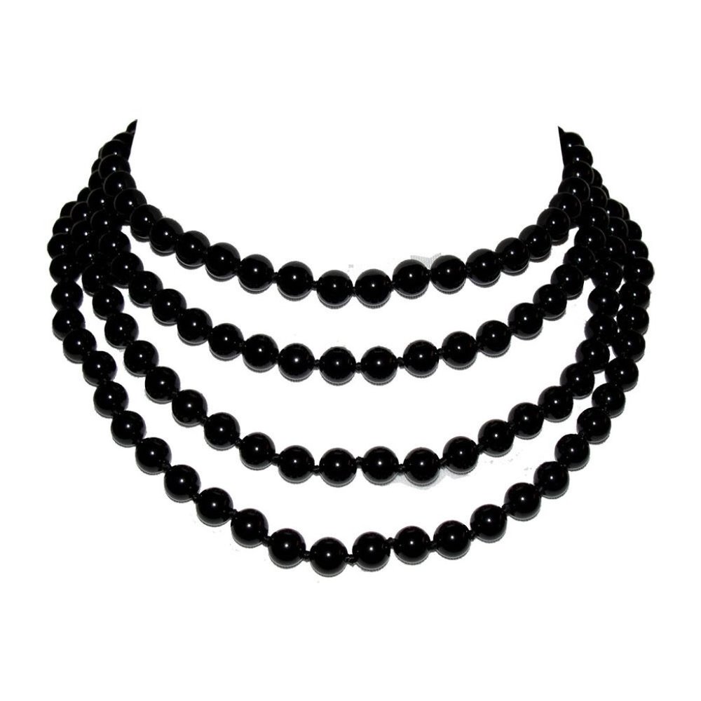 Black Onyx Beaded Flapper Rope Necklace Alberto Ju